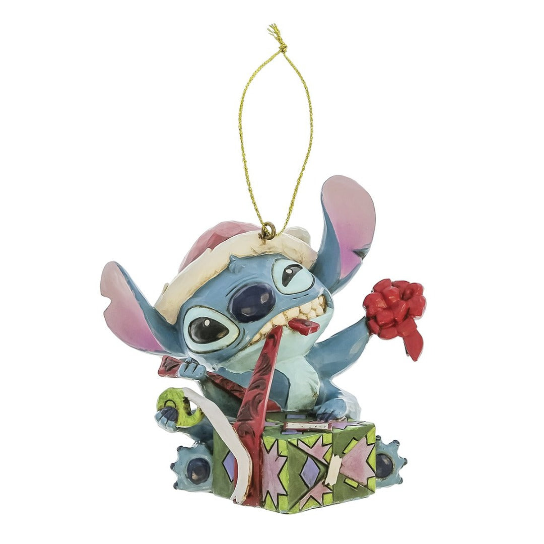 DISNEY TRADITIONS Stitch che scarta il regalo ornamento