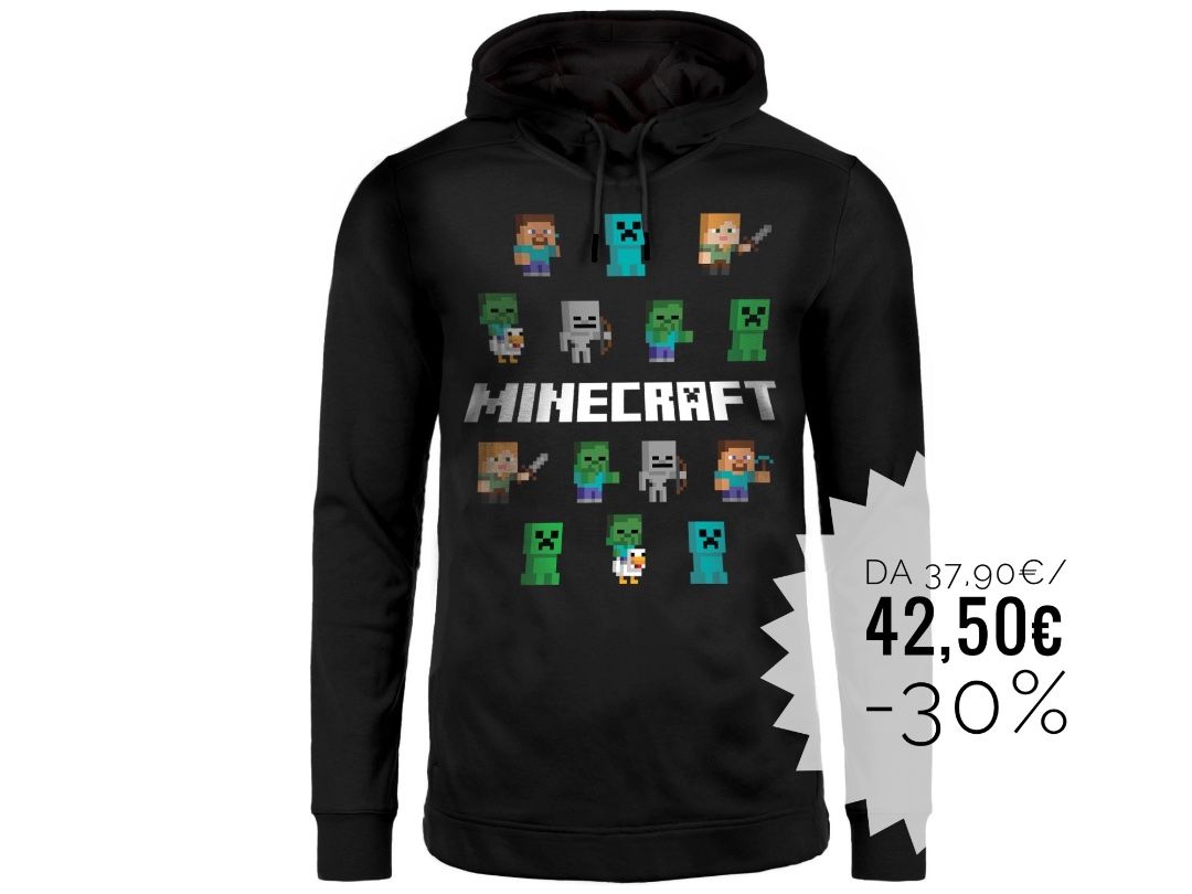 MINECRAFT felpa nera personaggi