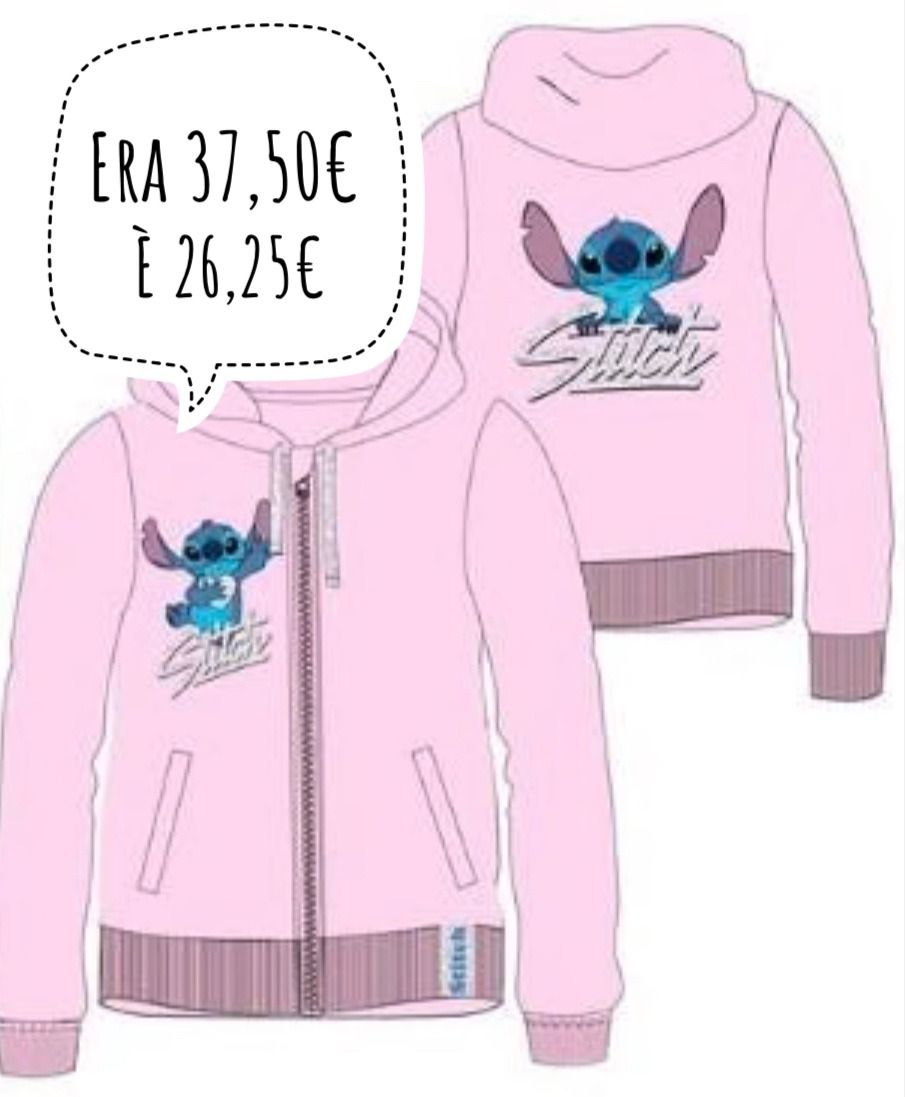 DISNEY Stitch felpa zip rosa kids