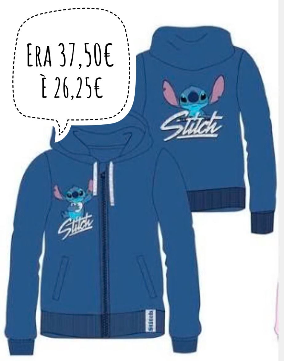 DISNEY Stitch felpa zip blu kids