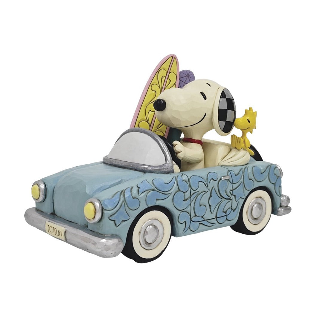 PEANUTS Charlie e Woodstock in macchina col surf