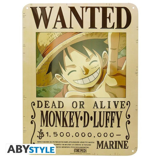 ONE PIECE Wanted Luffy targa metallo
