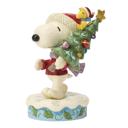PEANUTS Snoopy e Woodstock con l'albero di Natale