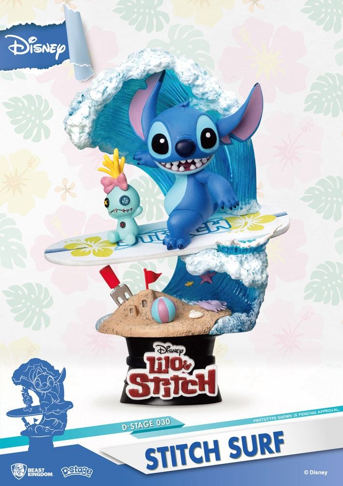 DISNEY Stitch Surf - Diorama D-Stage Summer Series statua