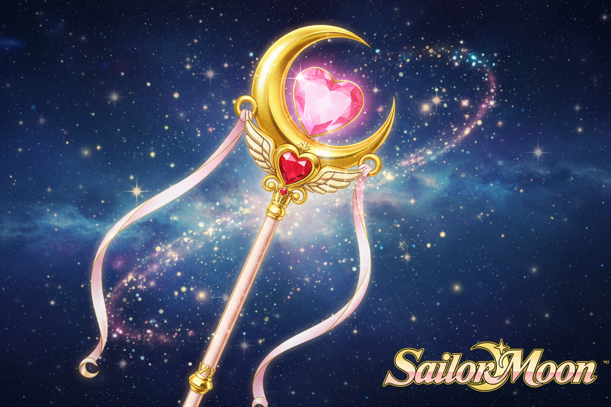 scettro di sailor moon con scritta ufficiale sailor moon